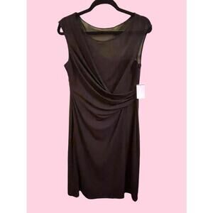 Jessica Howard Size 12 black ruched midi sleeveless spring summer dress NWOT